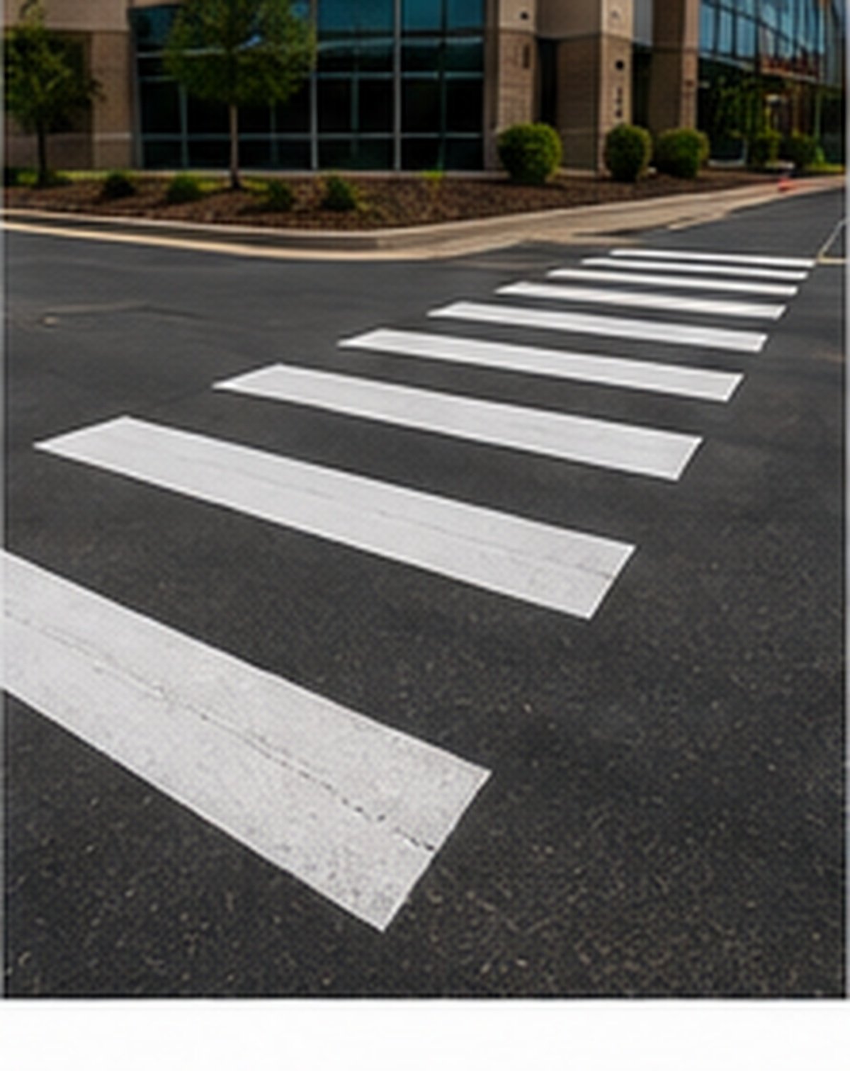 Crosswalk striping at a Wichita commercial property entrance